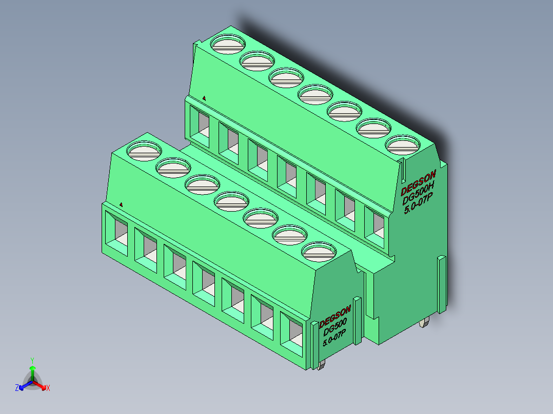 DEGSON DG500 系列 5.05.087.62mm 接线端子-DG500B-5.0-14P-14-00AH主视图