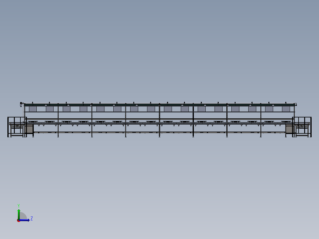 单层倍速链组装线左视图
