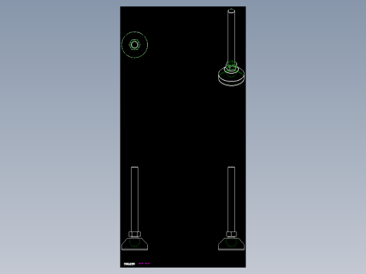工程塑膠水平調整腳座1093-2D多系列多零件图纸模型