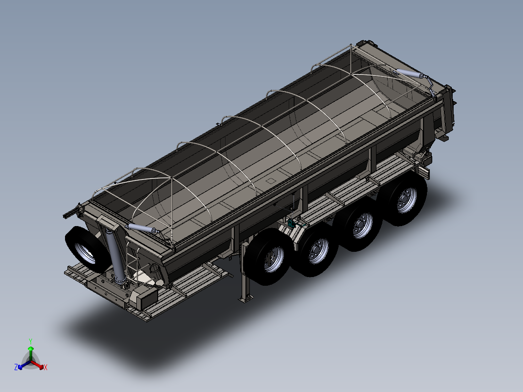 22吨自卸半挂车正等轴测图