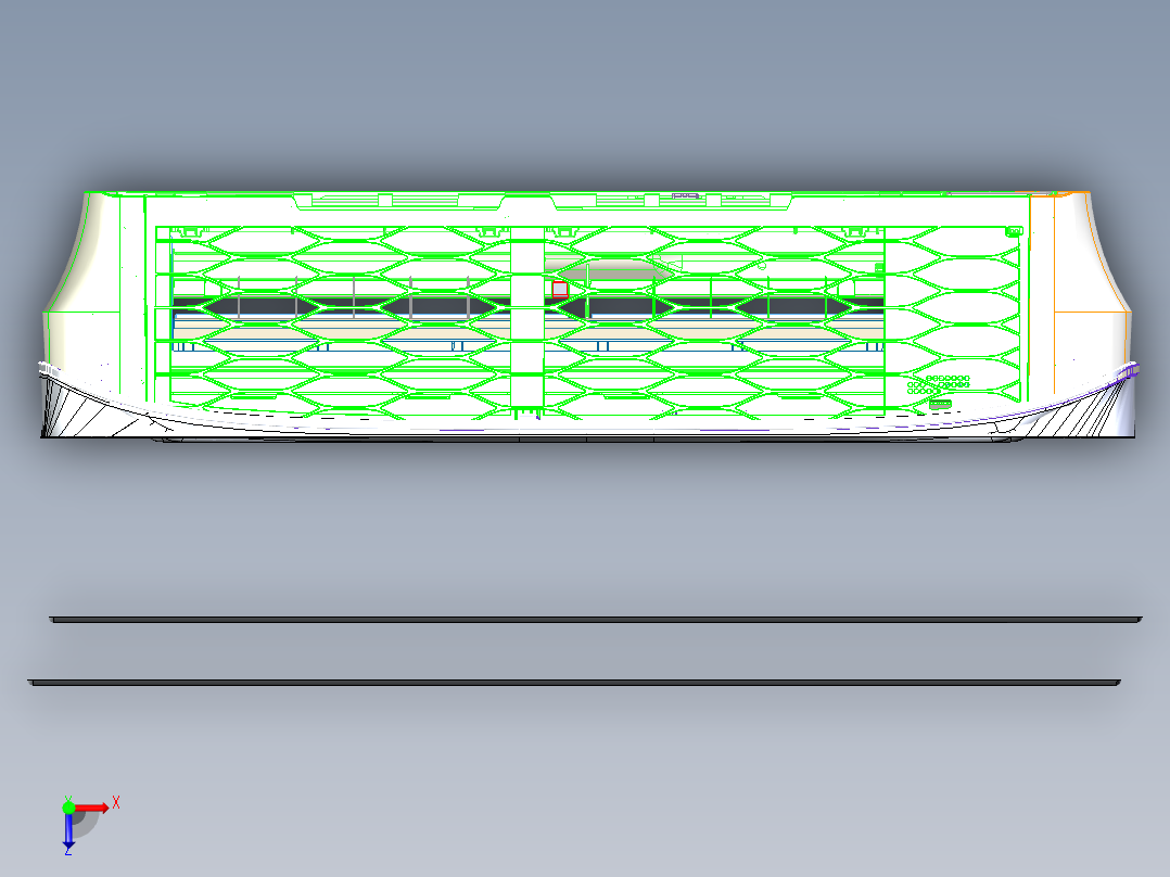 室内空调前面板（详细的外壳）俯视图
