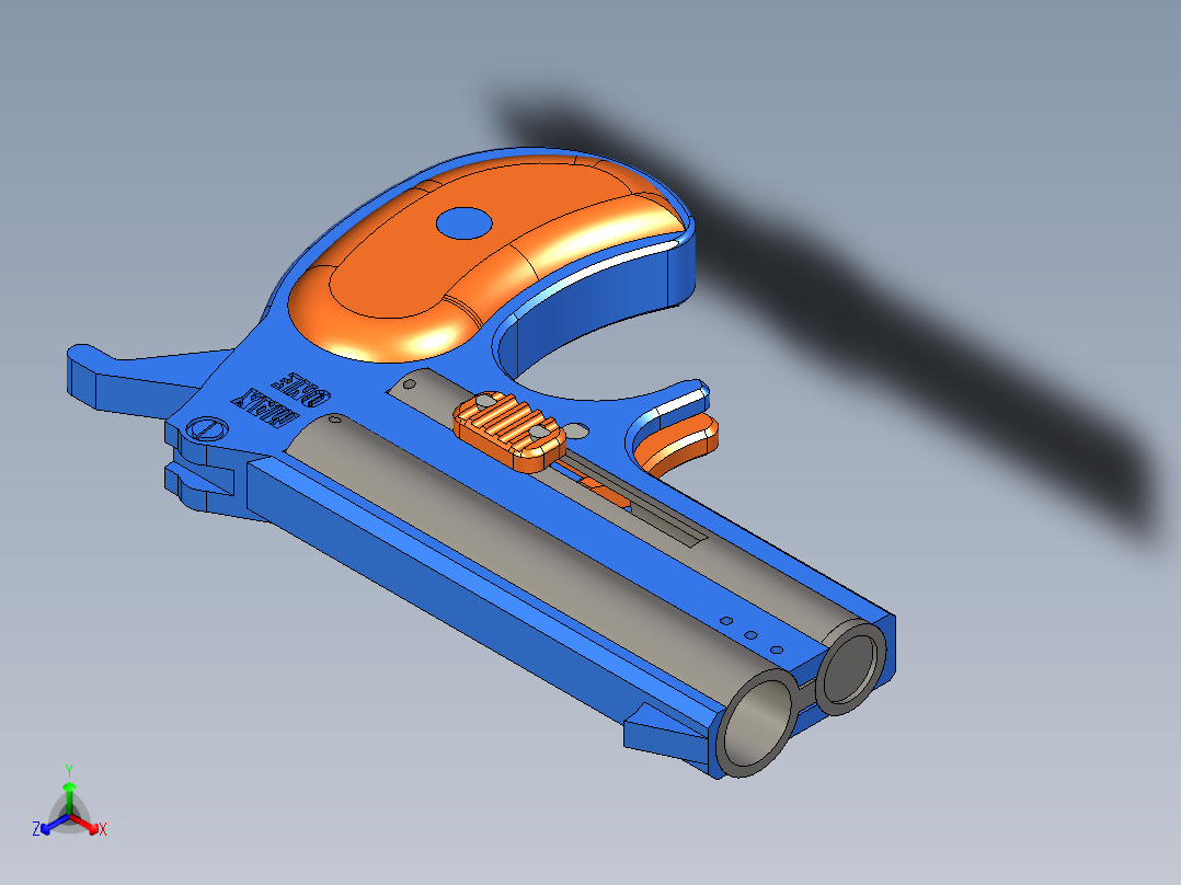 德林杰 粉笔头发射器 无五金 安全玩具正等轴测图