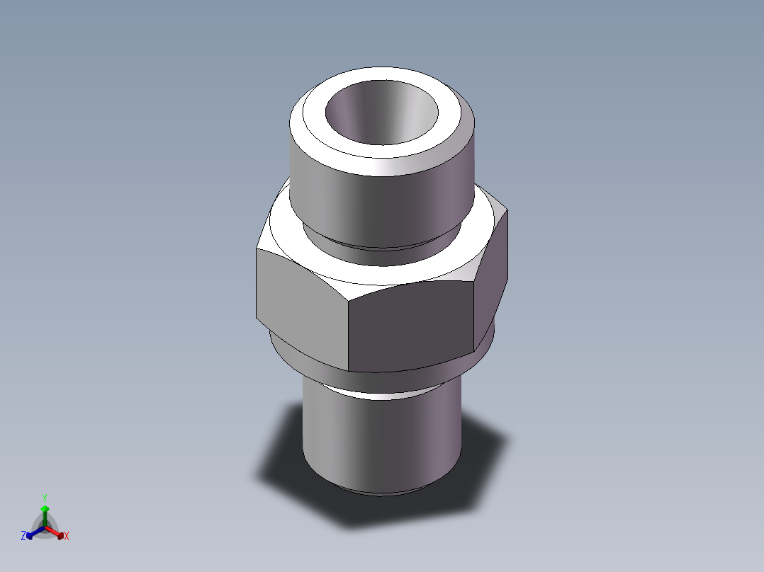 公制螺纹ED密封、1DM-14-12WD正等轴测图