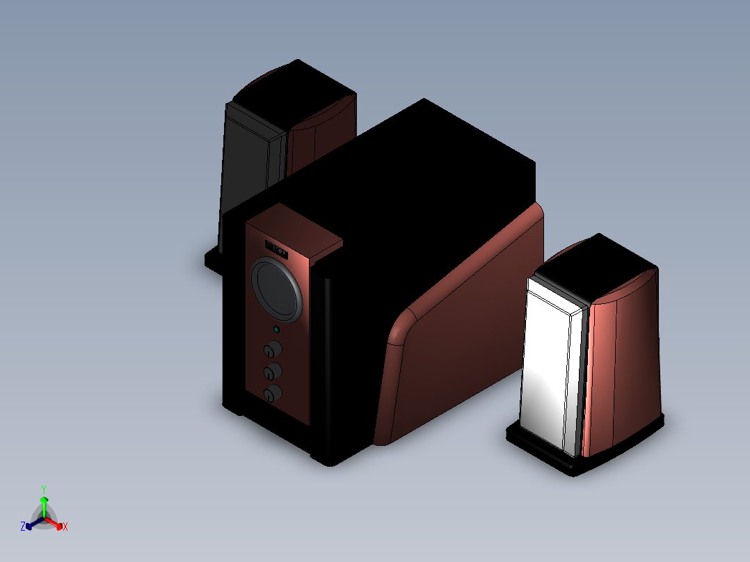 扬声器、喇叭(43)正等轴测图