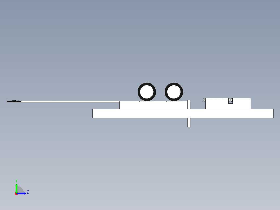 一個細爪穿入彈簧的机构左视图