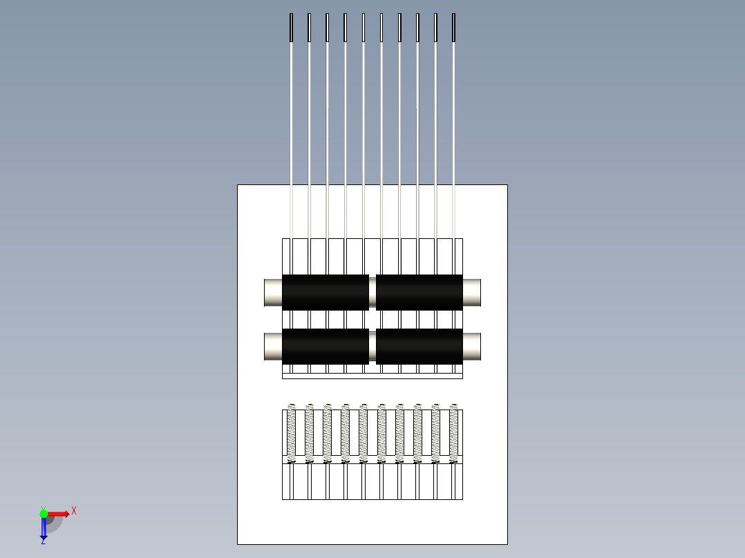 一個細爪穿入彈簧的机构俯视图