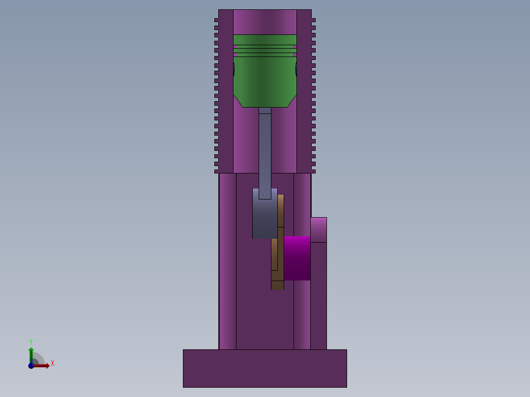 单缸内燃机前视图