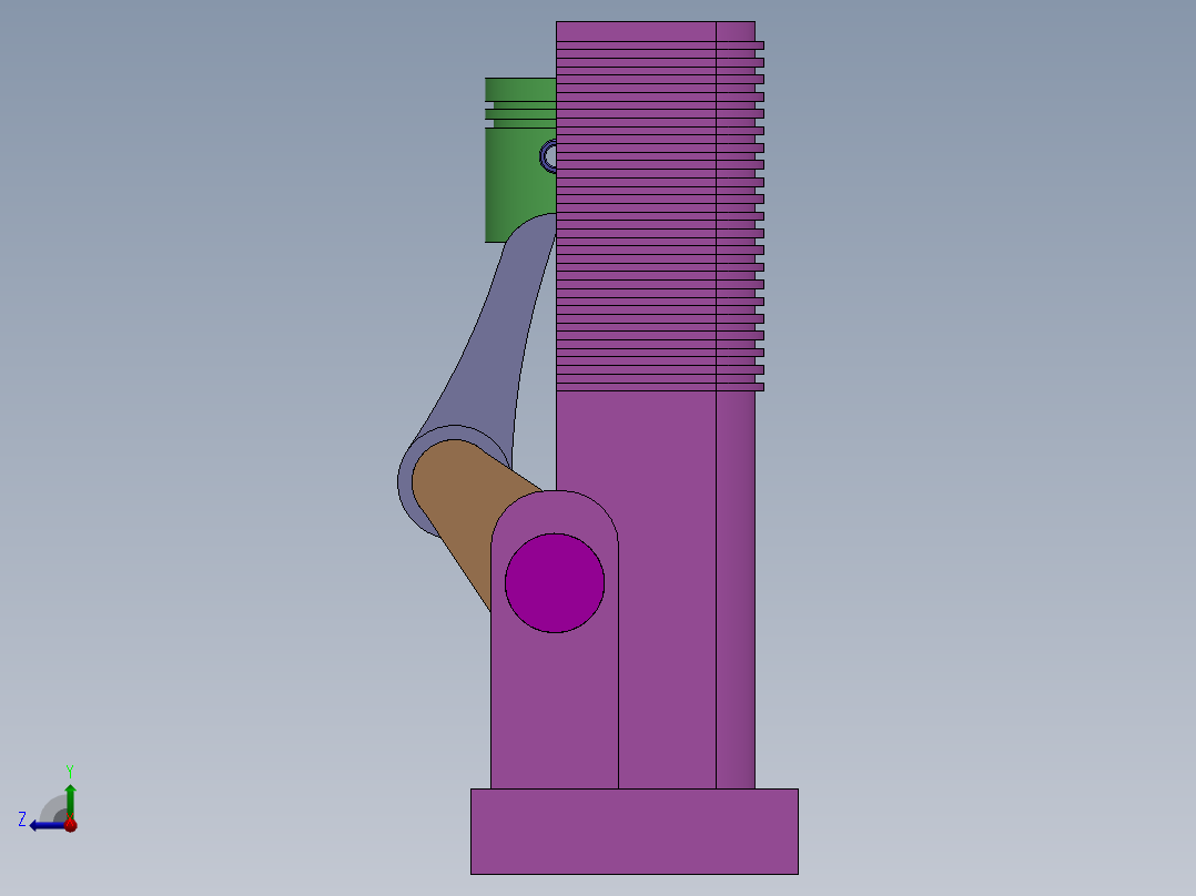 单缸内燃机右视图