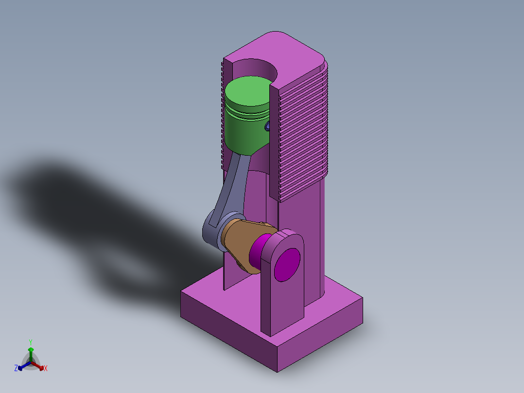 单缸内燃机正等轴测图