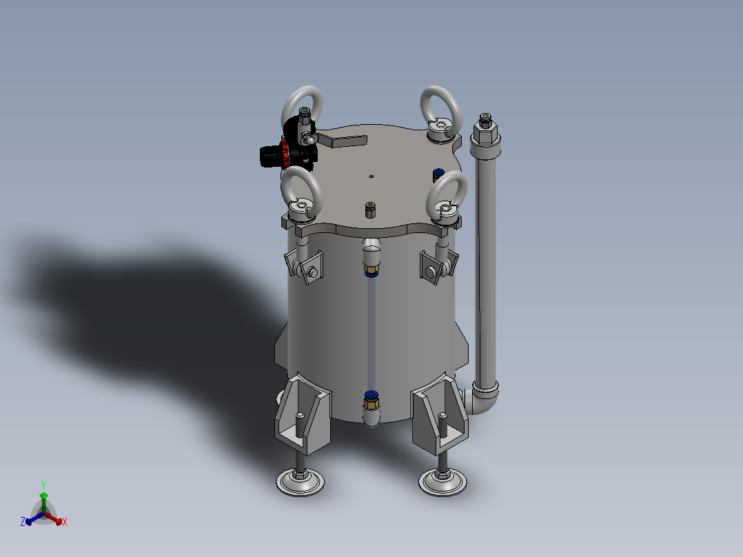 压力容积、底部出胶压力罐储胶罐正等轴测图