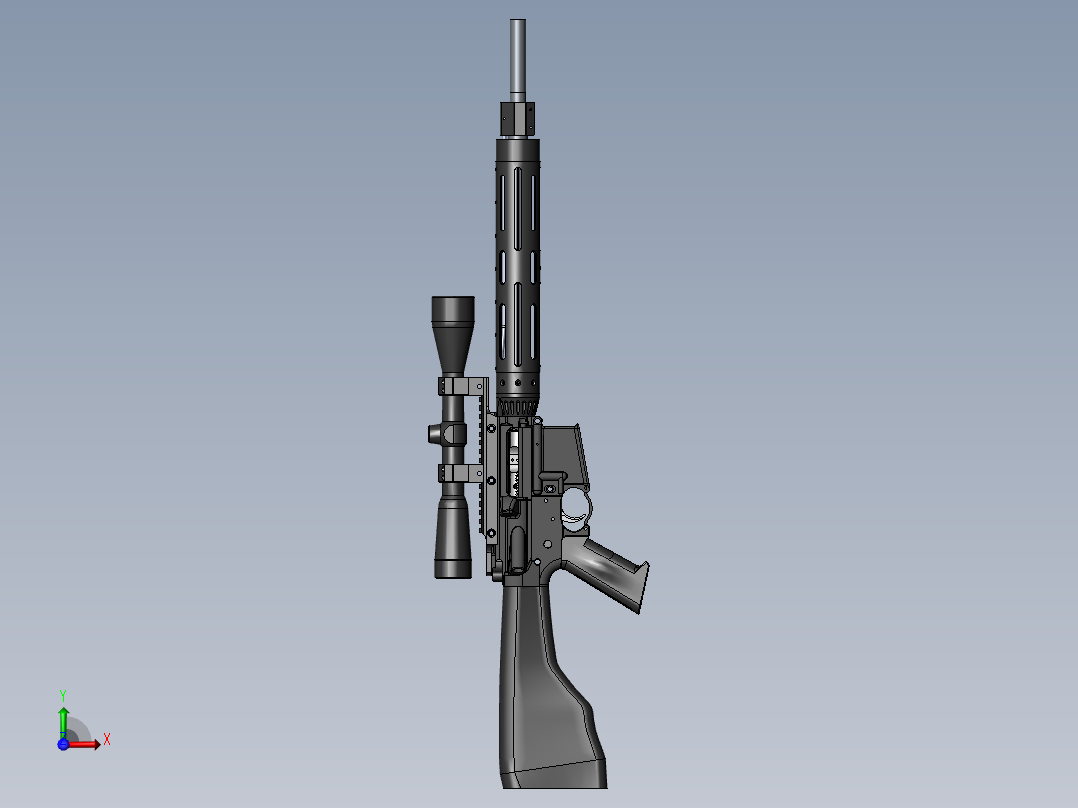 手枪左轮冲锋枪老式狙击步枪设计3D图纸ar15_flat-top-1 2 SW UG X_T前视图