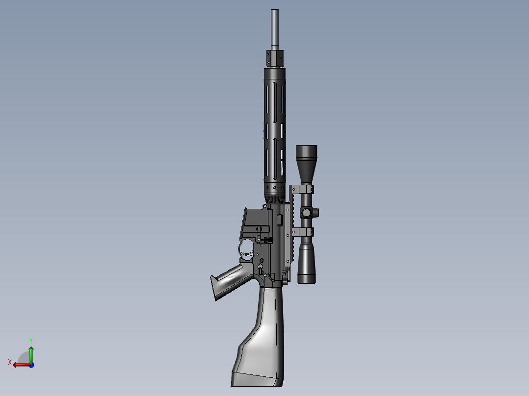 手枪左轮冲锋枪老式狙击步枪设计3D图纸ar15_flat-top-1 2 SW UG X_T后视图