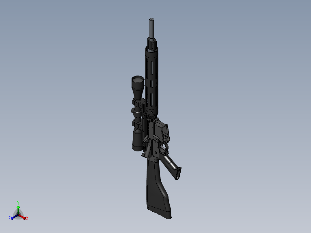 手枪左轮冲锋枪老式狙击步枪设计3D图纸ar15_flat-top-1 2 SW UG X_T正等轴测图