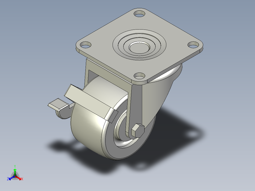 万向脚轮 中重载型正等轴测图