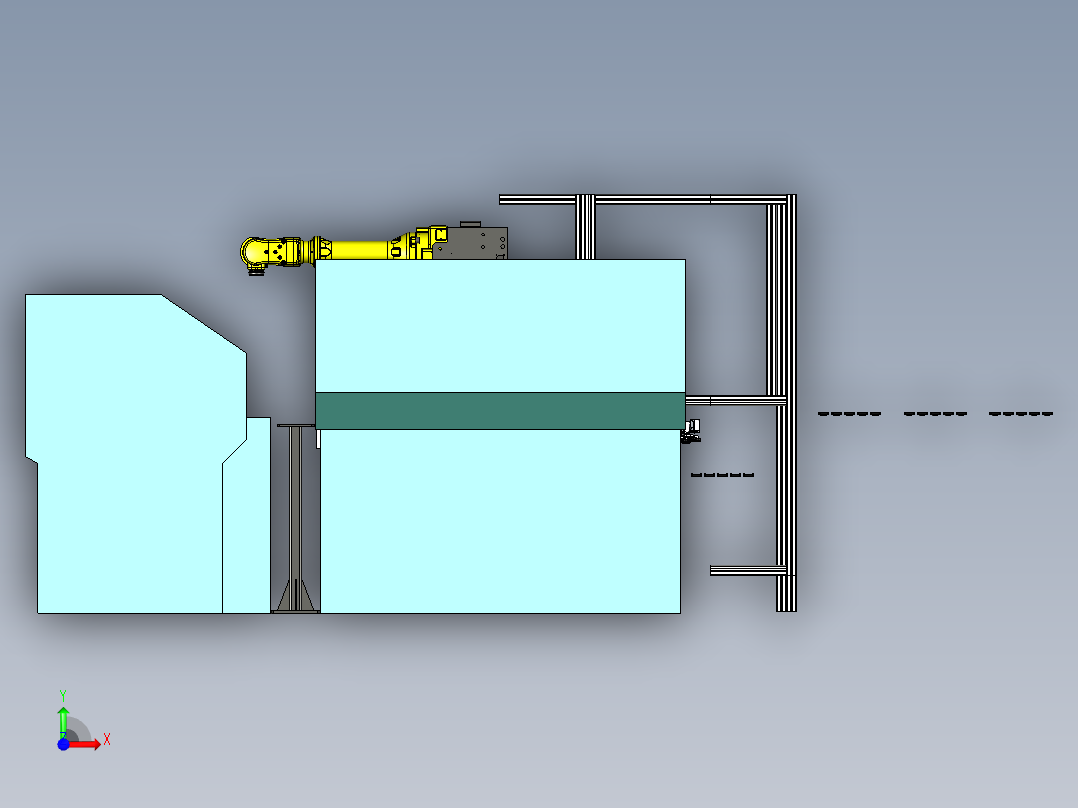电机盖机床自动上下料方案前视图