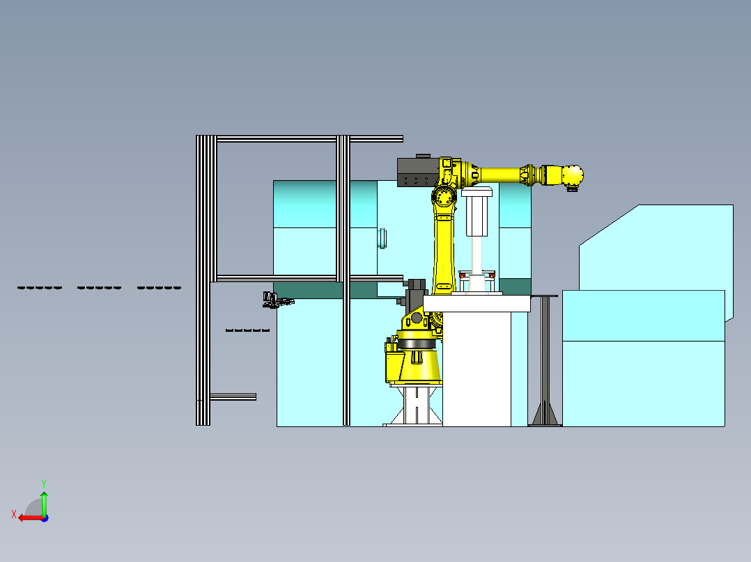 电机盖机床自动上下料方案后视图