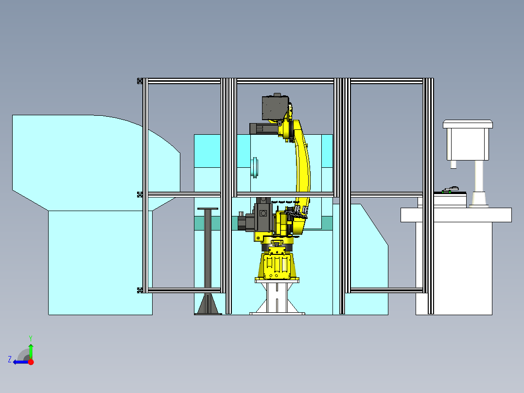 电机盖机床自动上下料方案右视图