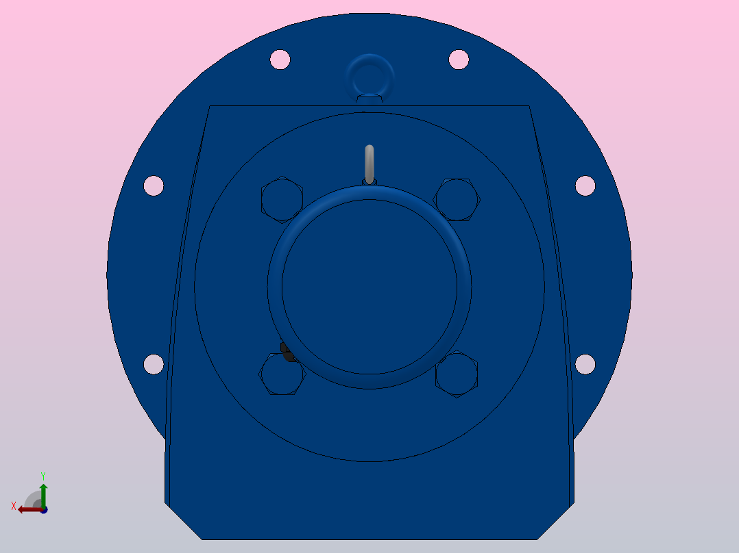 RF97法兰轴伸式安装斜齿轮减速机RF97-Y0.37-8P-71-M1-0°-Φ450后视图