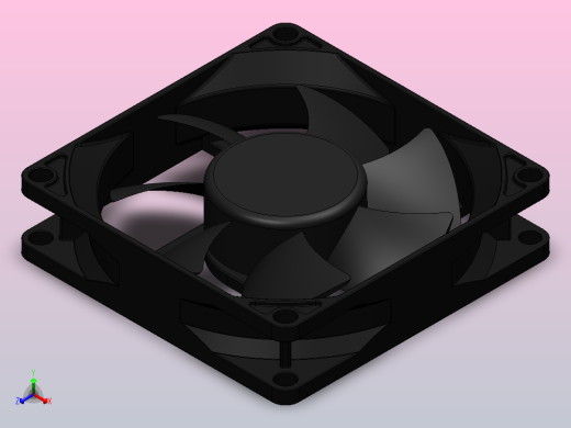 80mm电脑风扇3D模型正等轴测缩略图
