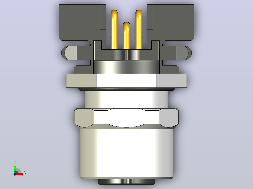 M12 5位置连接器前视图