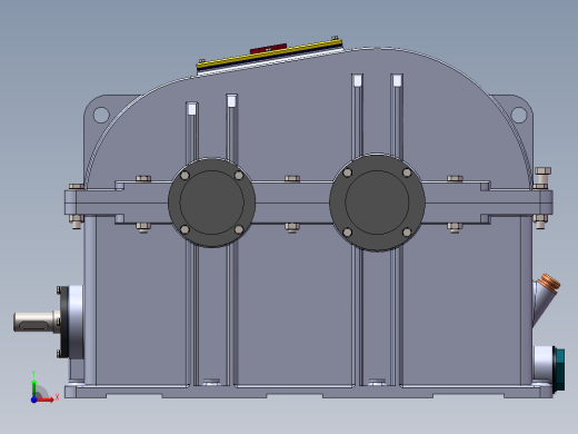 斜齿轮蜗轮蜗杆二级减减箱3D图纸 Solidworks设计前视缩略图