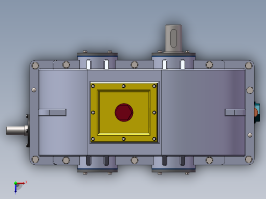 斜齿轮蜗轮蜗杆二级减减箱3D图纸 Solidworks设计俯视缩略图