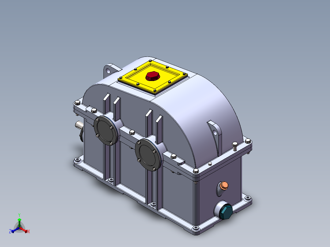 斜齿轮蜗轮蜗杆二级减减箱3D图纸 Solidworks设计正等轴测图