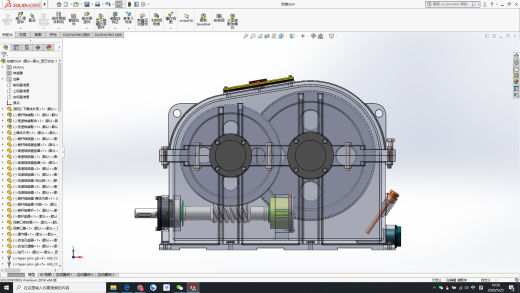 斜齿轮蜗轮蜗杆二级减减箱3D图纸 Solidworks设计缩略图