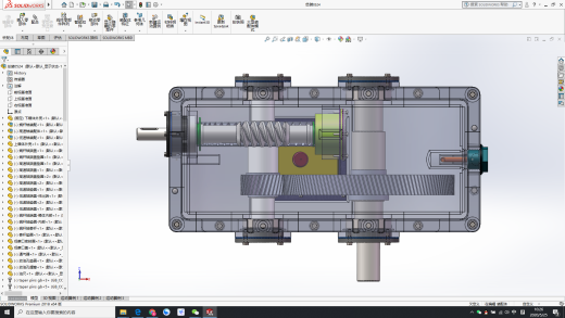斜齿轮蜗轮蜗杆二级减减箱3D图纸 Solidworks设计缩略图