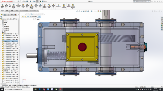斜齿轮蜗轮蜗杆二级减减箱3D图纸 Solidworks设计缩略图