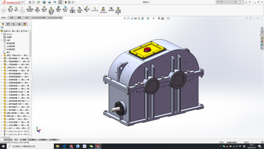 斜齿轮蜗轮蜗杆二级减减箱3D图纸 Solidworks设计缩略图