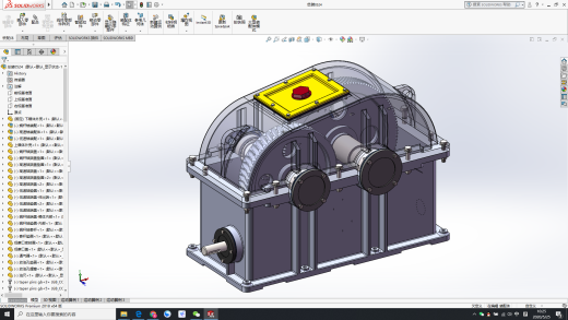 斜齿轮蜗轮蜗杆二级减减箱3D图纸 Solidworks设计缩略图