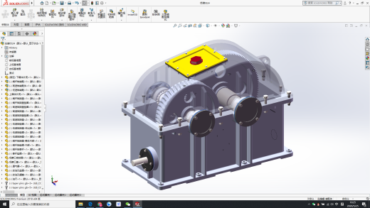斜齿轮蜗轮蜗杆二级减减箱3D图纸 Solidworks设计缩略图