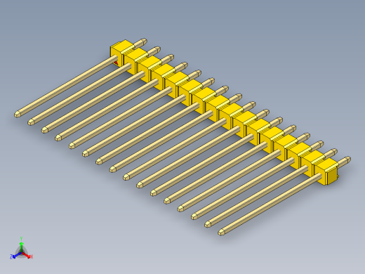彩色公头100mil（2.54mm）系列-DS1021_yellow_1x16p_100mil_Type19_rev1.0正等轴测缩略图