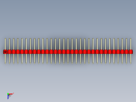 彩色公排针 100mil 2.54mm 系列-DS1022_red_3x31p_100mil_TypeD_rev1.0俯视缩略图