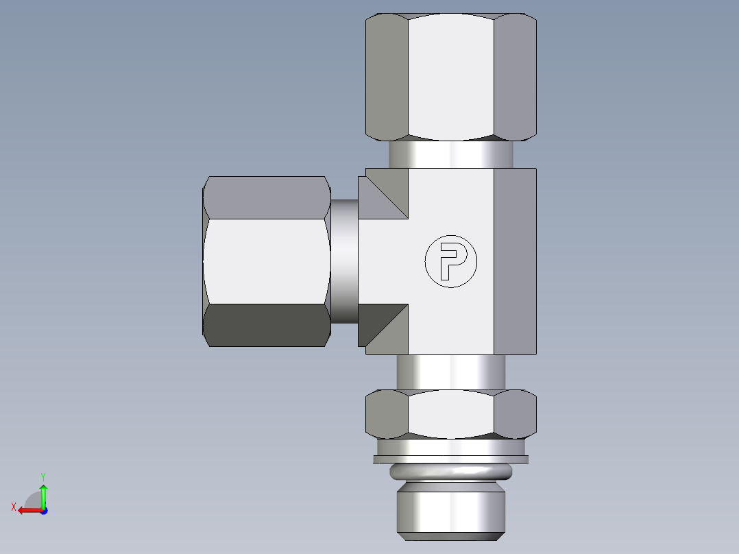卡套式工业通用硬管接头EO_Adjustable_locknut_run_tee_LEE08ZSMORCF后视图