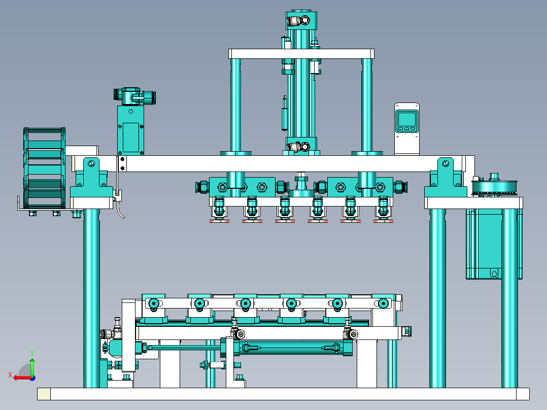 XY双向两点位置变距机构后视图