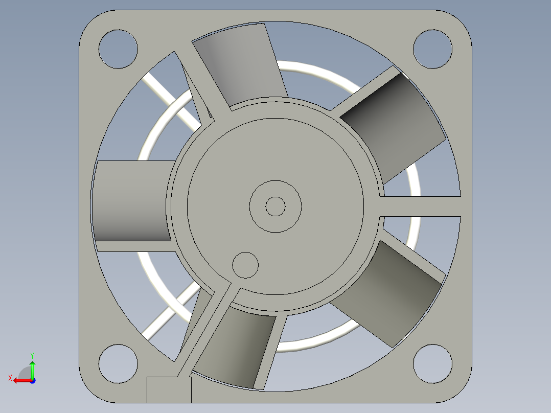 轴流风扇35x35x10毫米，带风扇罩后视图