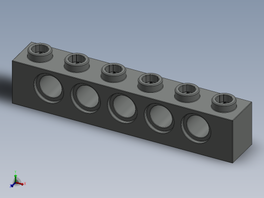 乐高机械组积木（横梁）-389402 Old Grey Technic Brick 1 x 6 with Holes