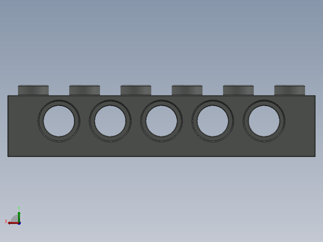 乐高机械组积木（横梁）-389402 Old Grey Technic Brick 1 x 6 with Holes后视图