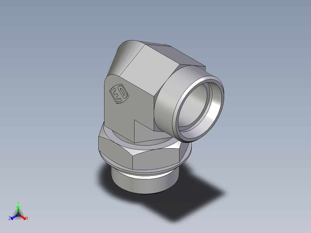 卡套式工业通用硬管接头EO_Adjustable_Locknut_elbow_WEE28LROMDCF主视图