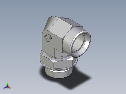 卡套式工业通用硬管接头EO_Adjustable_Locknut_elbow_WEE28LROMDCF正等轴测缩略图
