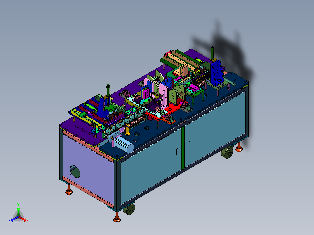 软包锂电池级片封扣机正等轴测图