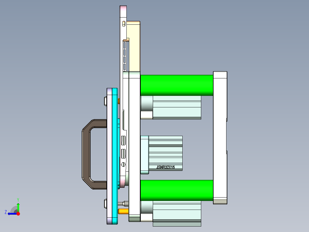 冲压件键盘C壳铣TP框C角CNC治具模型右视图