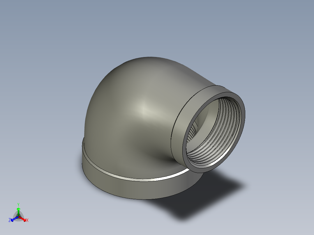 螺纹管弯头-异径内丝 DN50-DN32正等轴测图