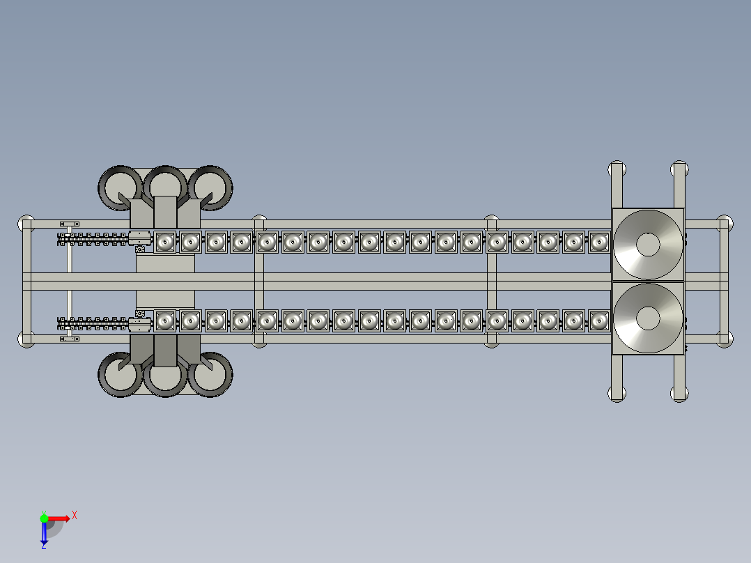 蜜薯大小称重选果机俯视图