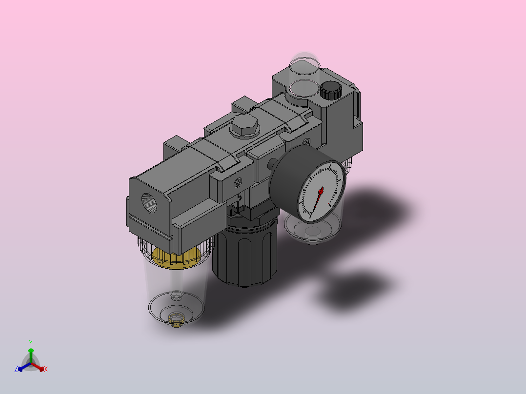 AC2000-02空气过滤组合（三联件）_AC2000-02正等轴测图