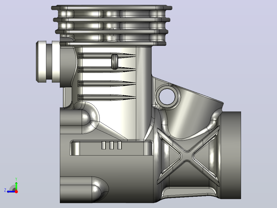 遥控汽车发动机曲轴箱右视图