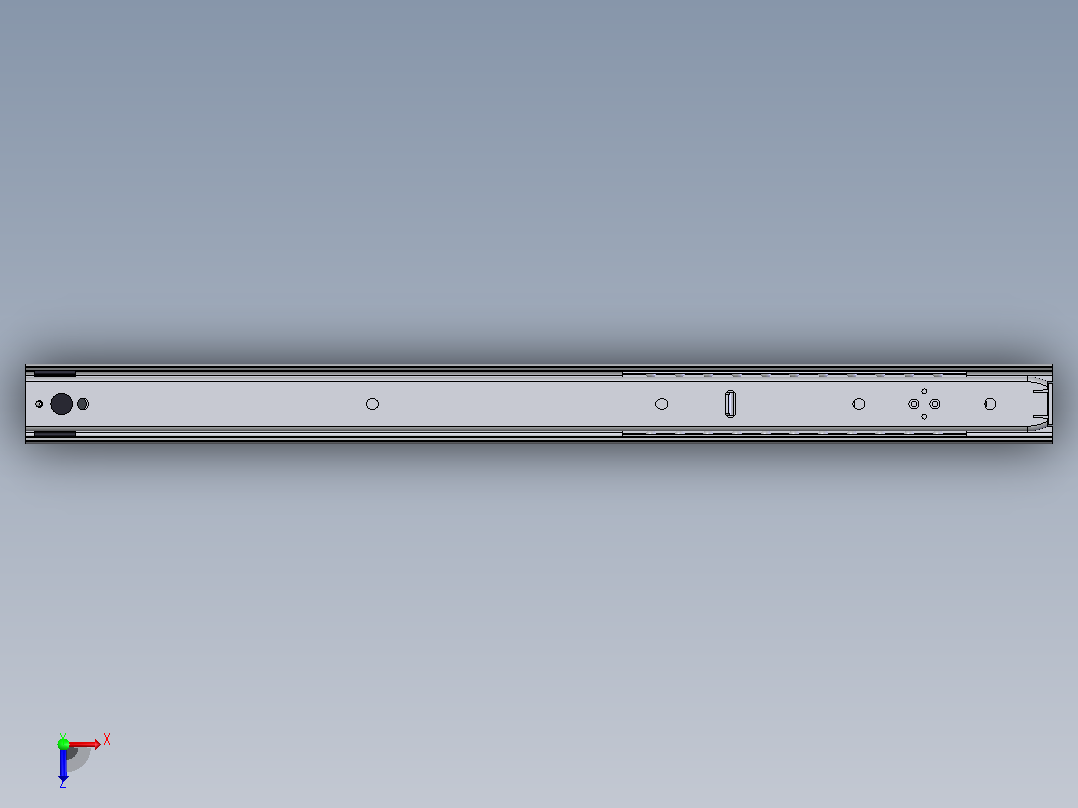 导轨一个12英寸到24英寸50磅锁定滑块的SolidWorks文件俯视图