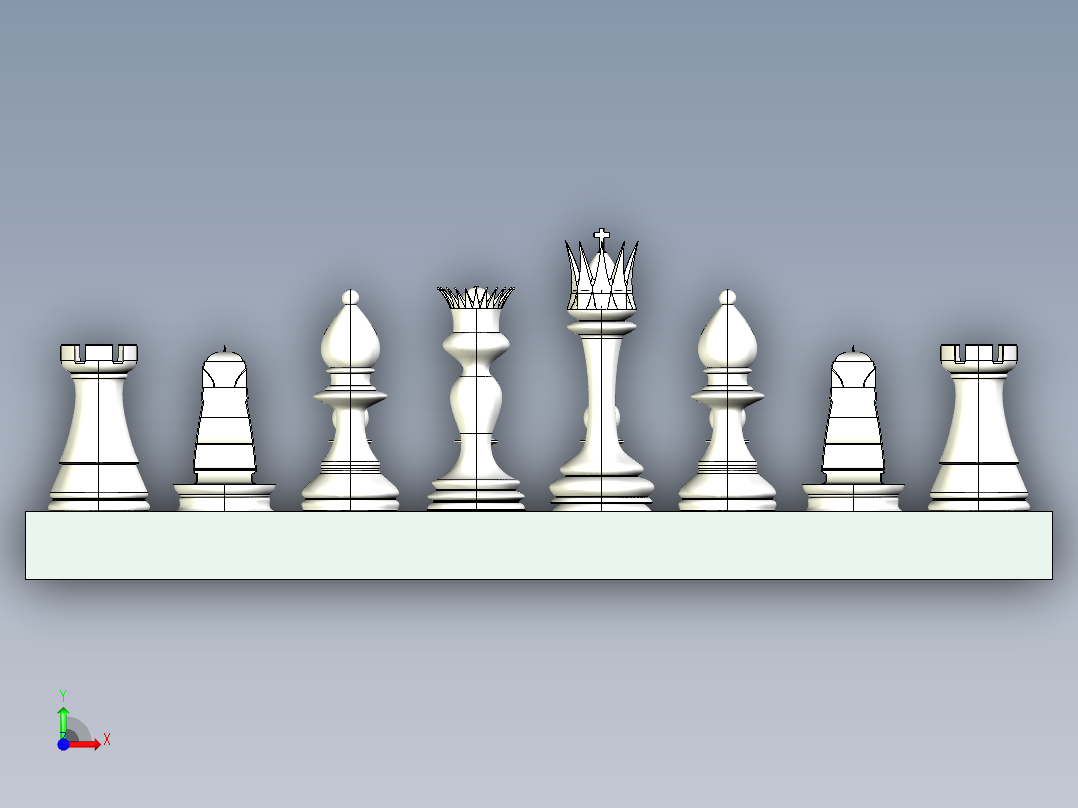 国际象棋3D模型前视图